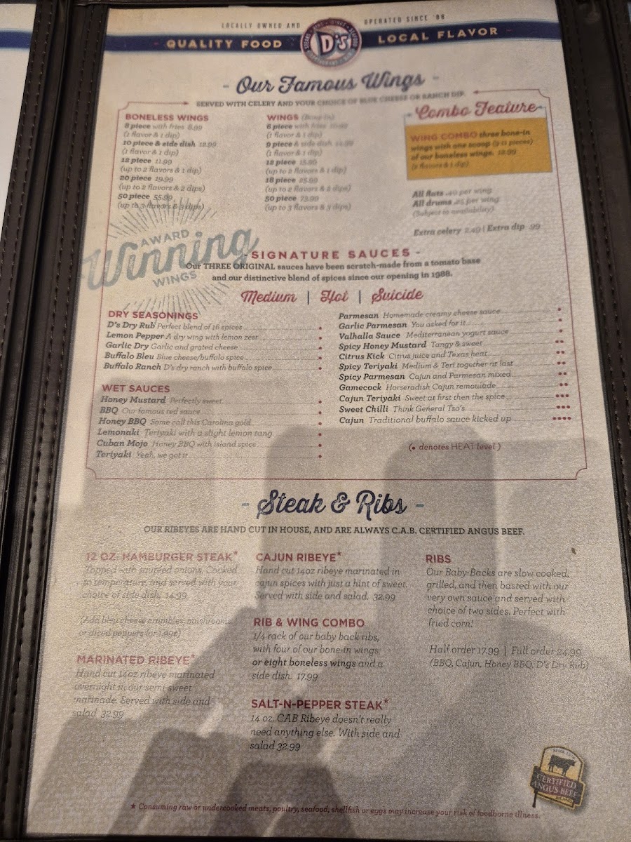 D's Wings Menu - Image 1